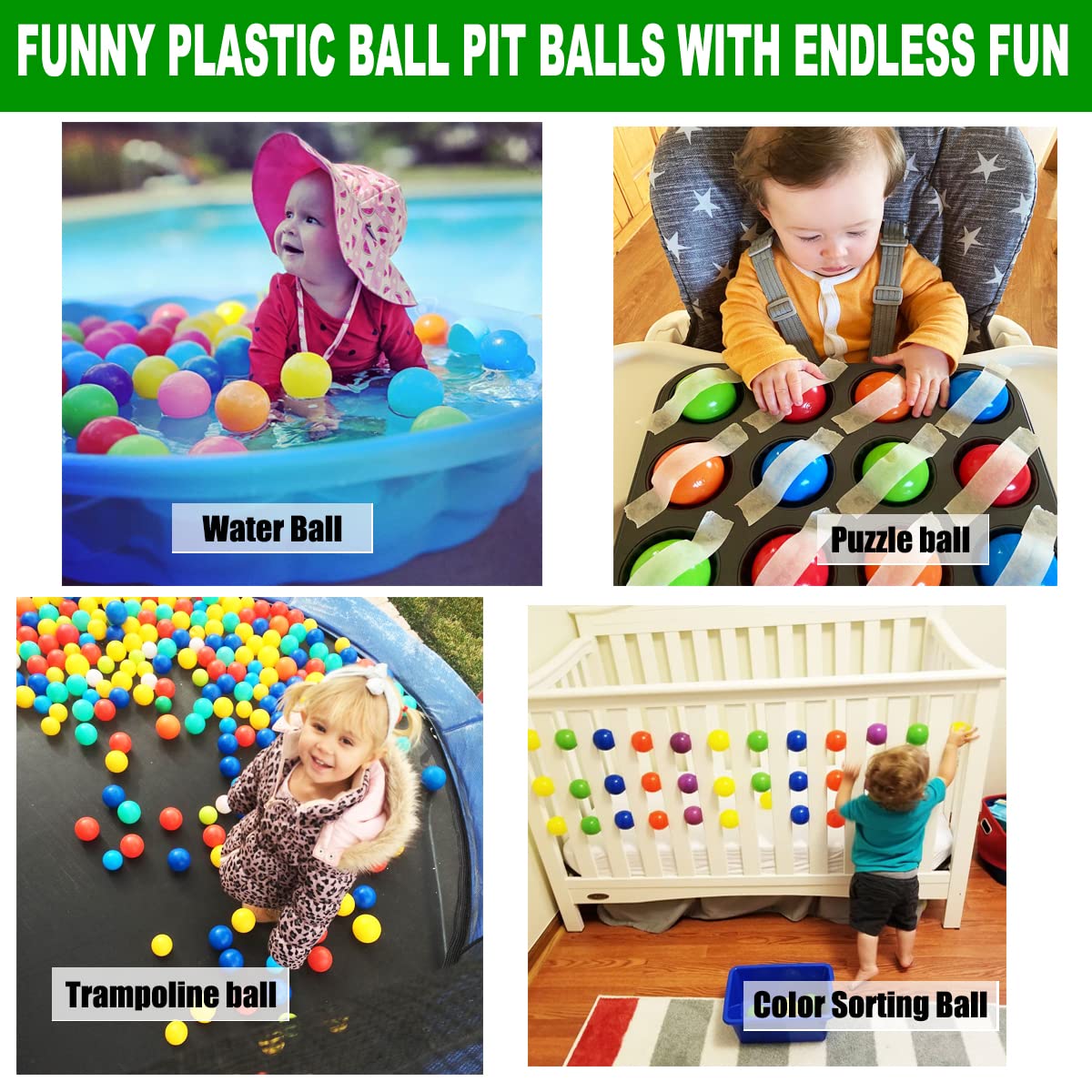 LANGXUN 50-Piece Soft Plastic Ball Pit Balls for Kids — 2.2" Colorful, Phthalate-Free