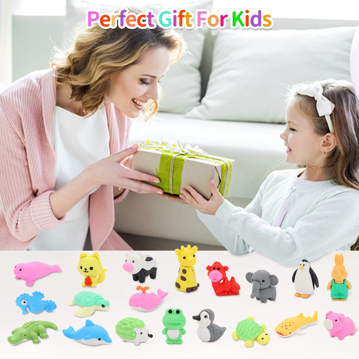 LanMa 70Pcs Animal Erasers – 3D Puzzle Take-Apart Desk Toys for Kids