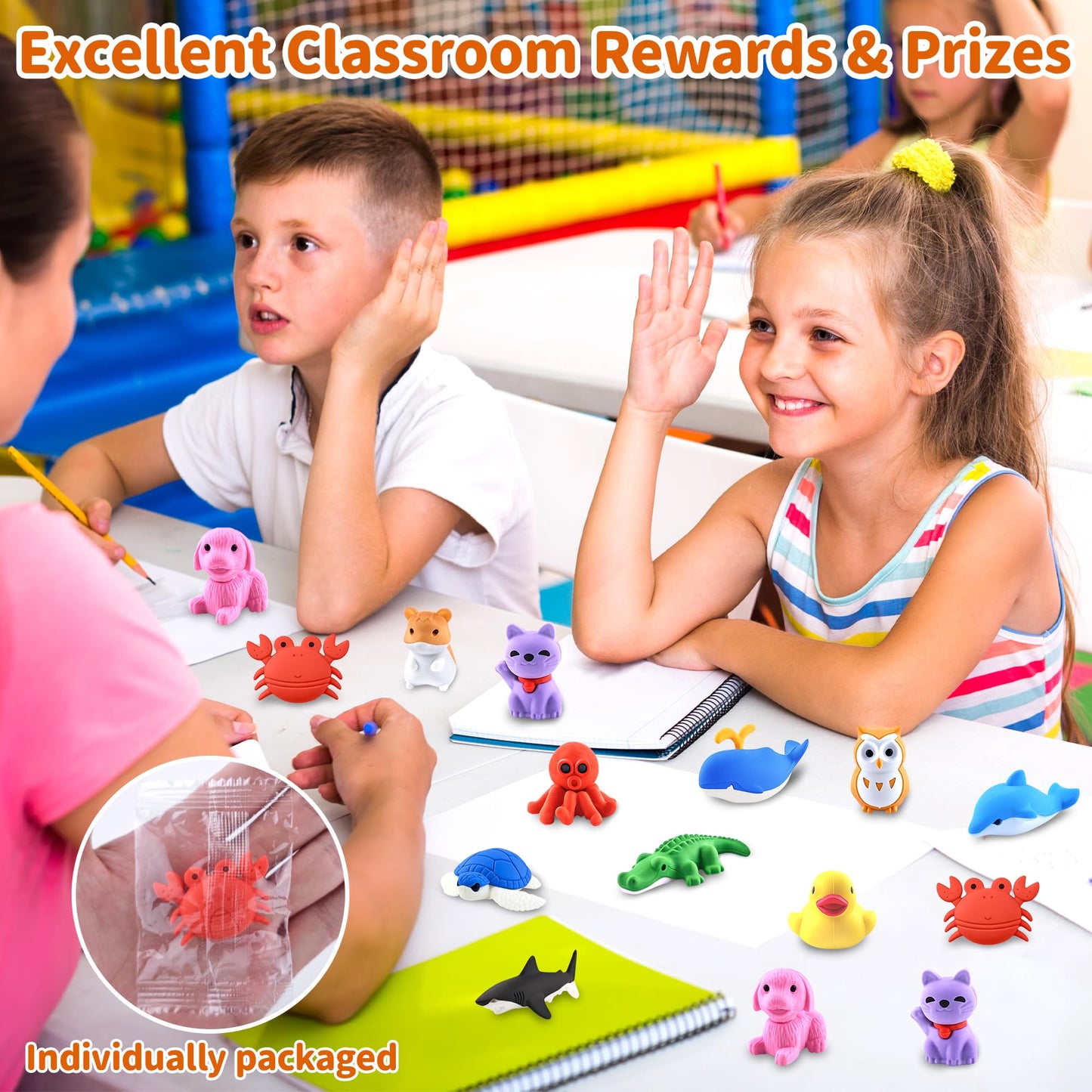 LanMa 30 Pack Hamster Erasers – 3D Take Apart Desk Pets for Kids, Classroom Prizes
