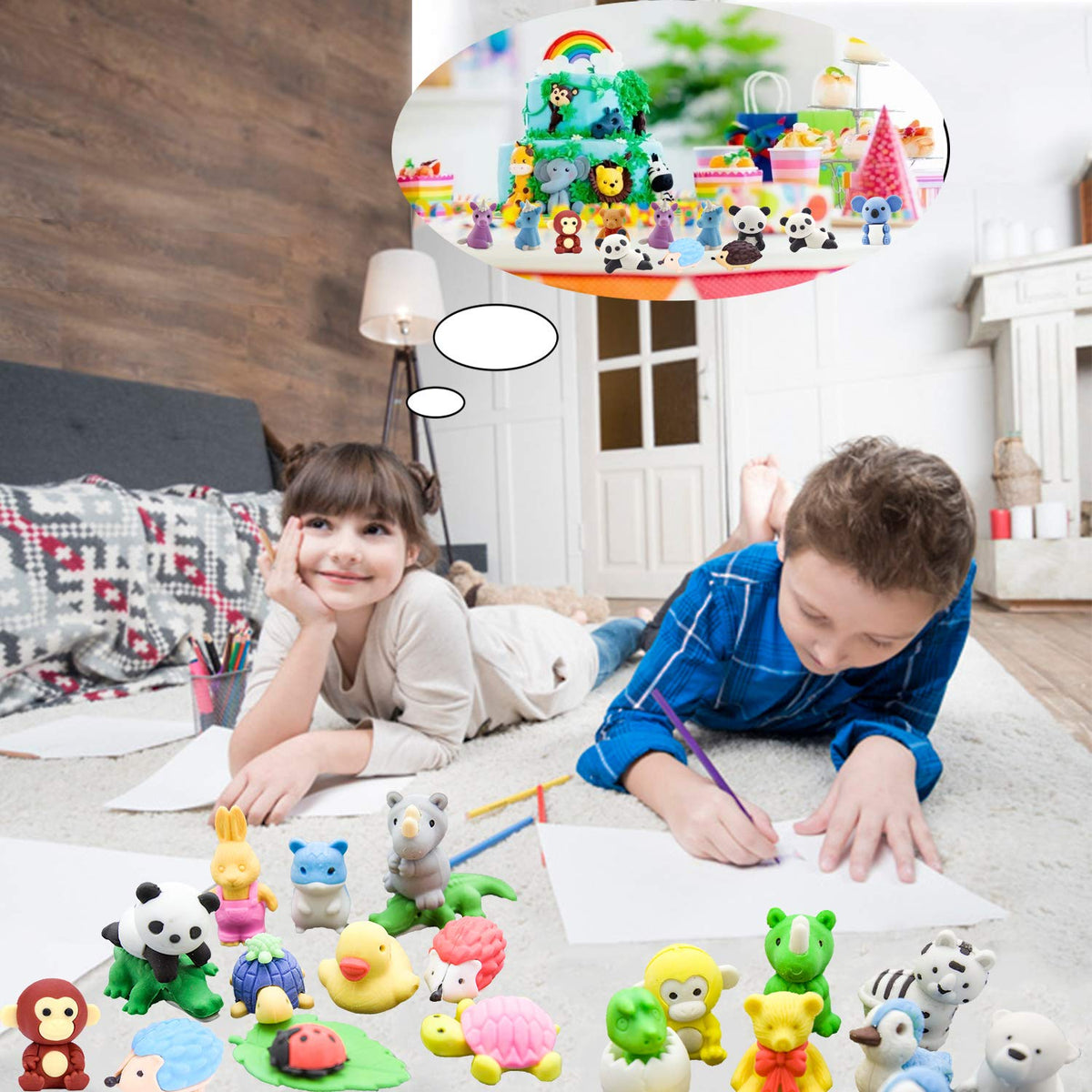 LanMa 70Pcs Animal Erasers – 3D Puzzle Take-Apart Desk Toys for Kids