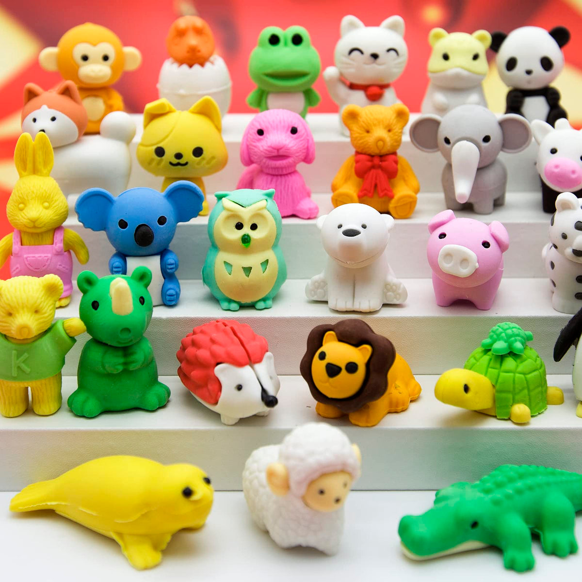 LanMa 70Pcs Animal Erasers – 3D Puzzle Take-Apart Desk Toys for Kids