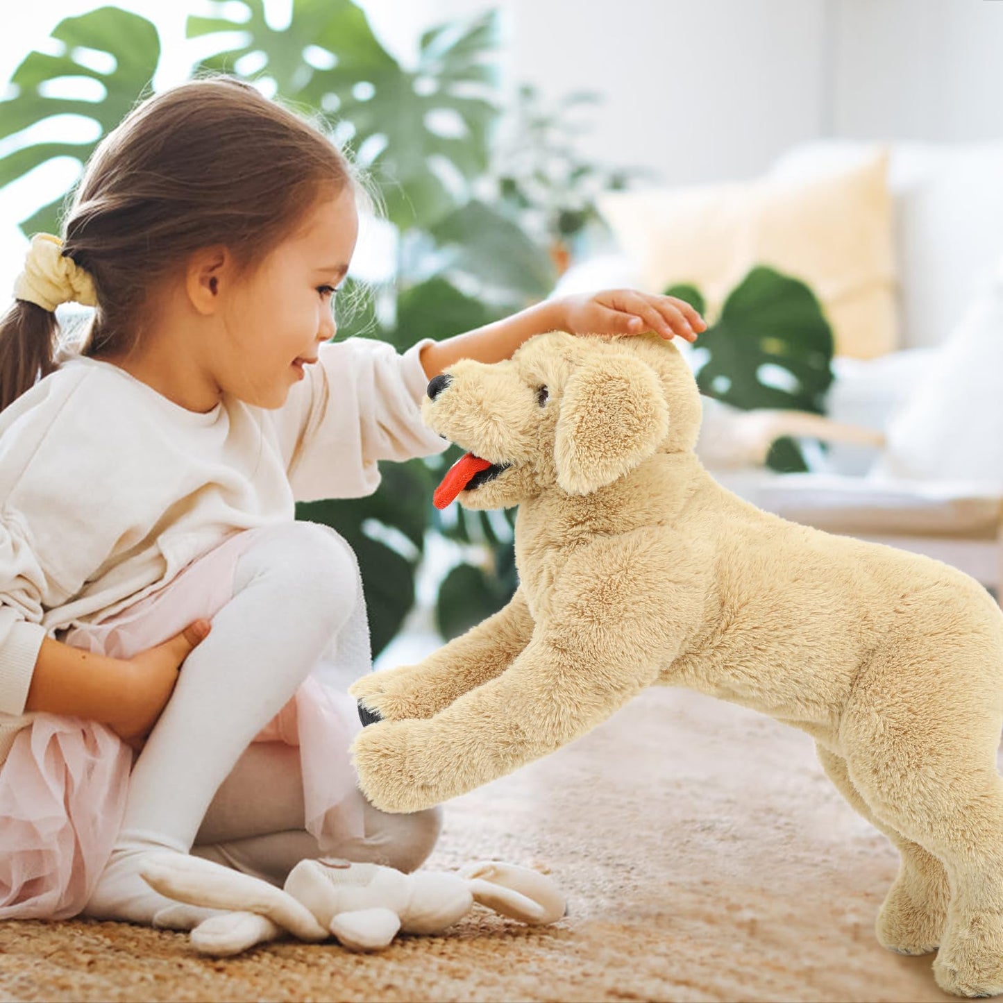 Lanmore 21-Inch Golden Retriever Plush | Large Hugging Pillow & Cozy Companion
