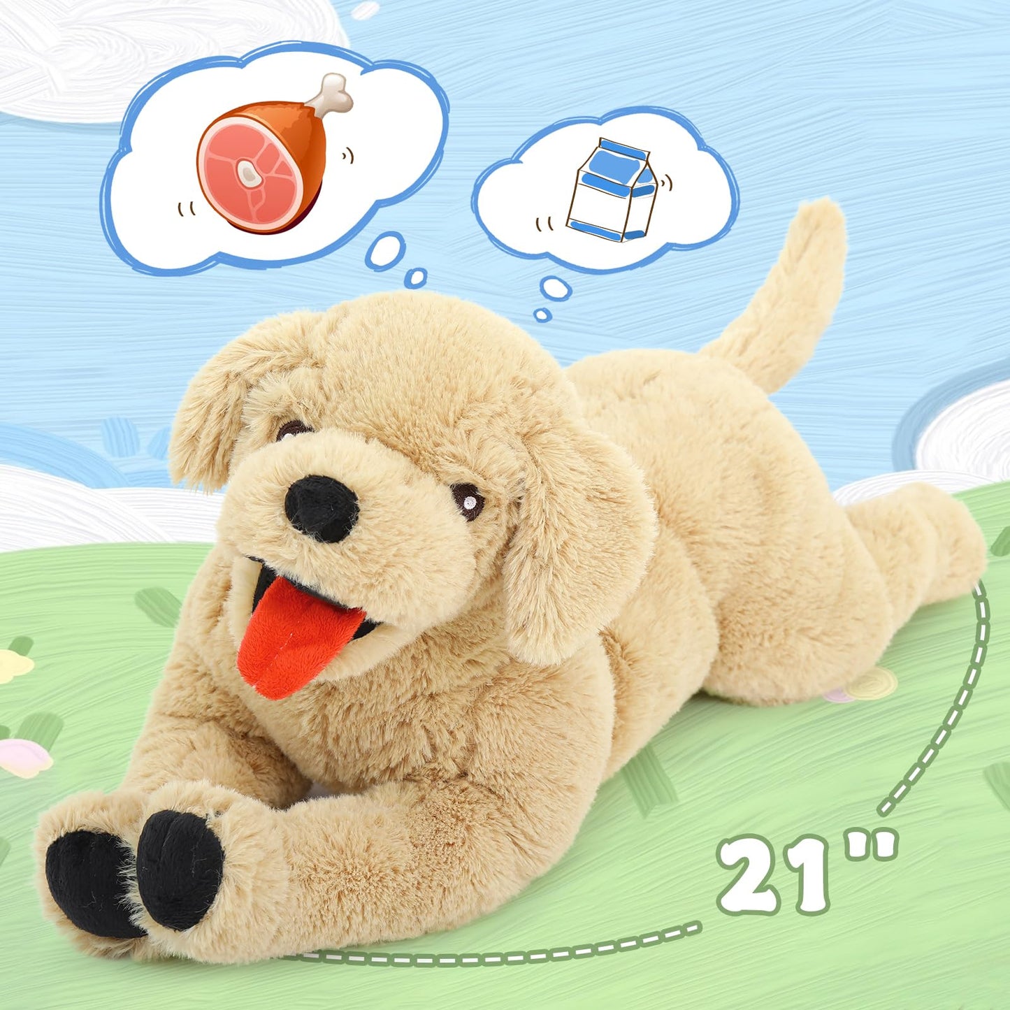 Lanmore 21-Inch Golden Retriever Plush | Large Hugging Pillow & Cozy Companion
