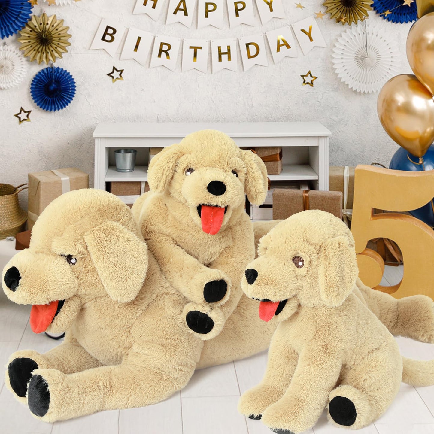 Lanmore 21-Inch Golden Retriever Plush | Large Hugging Pillow & Cozy Companion