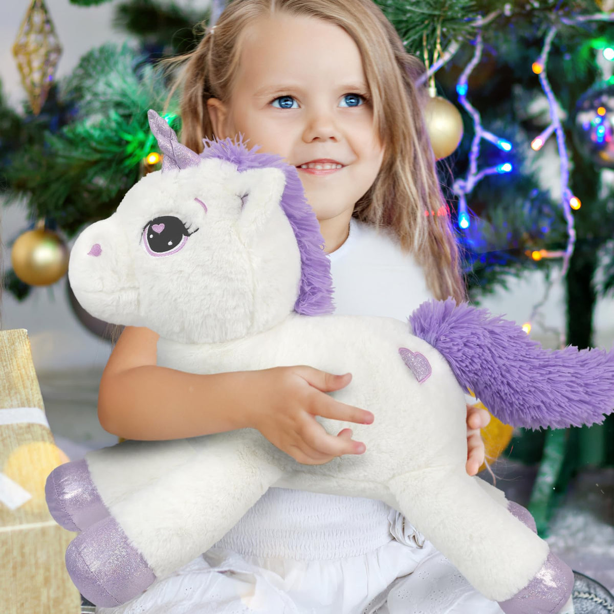 Lanmore Big Unicorn Stuffed Animal – Giant White Plush Pillow (24-Inch)