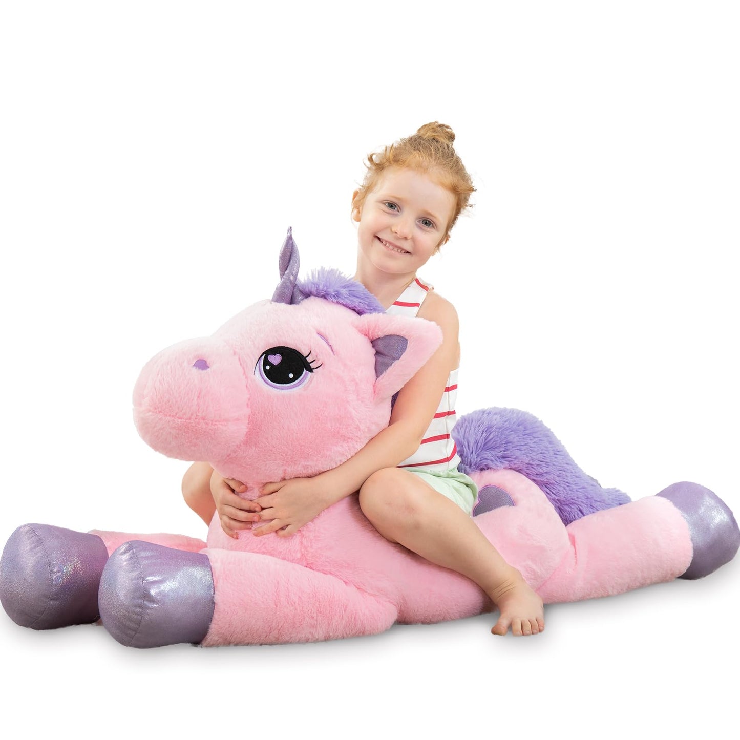 Lanmore Giant 43-Inch Unicorn Plush Pillow — Soft Pink Stuffed Toy