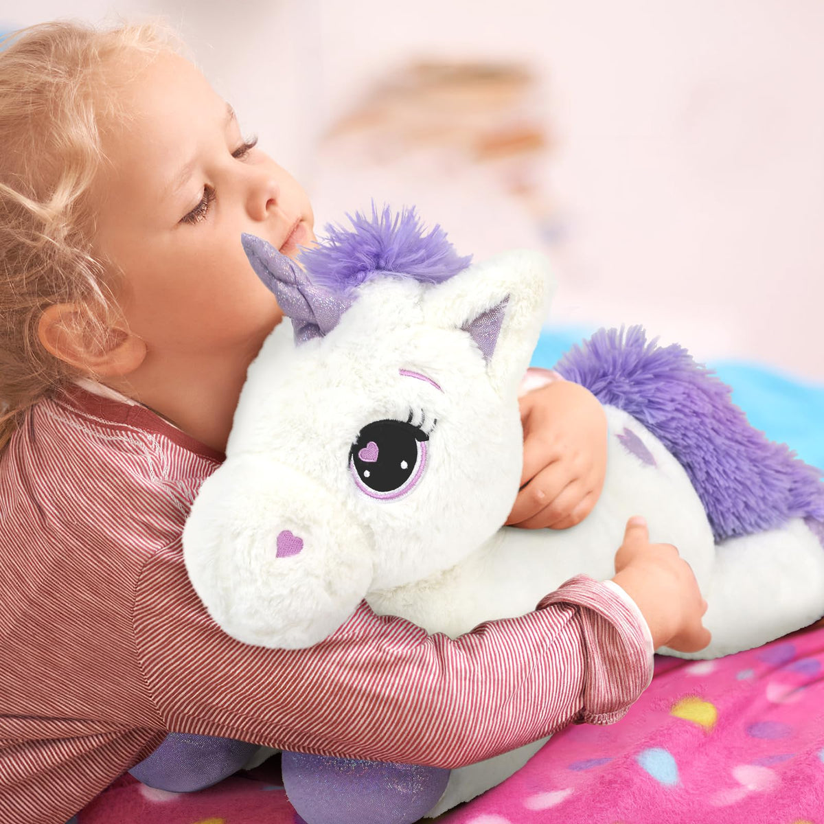 Lanmore Big Unicorn Stuffed Animal – Giant White Plush Pillow (24-Inch)