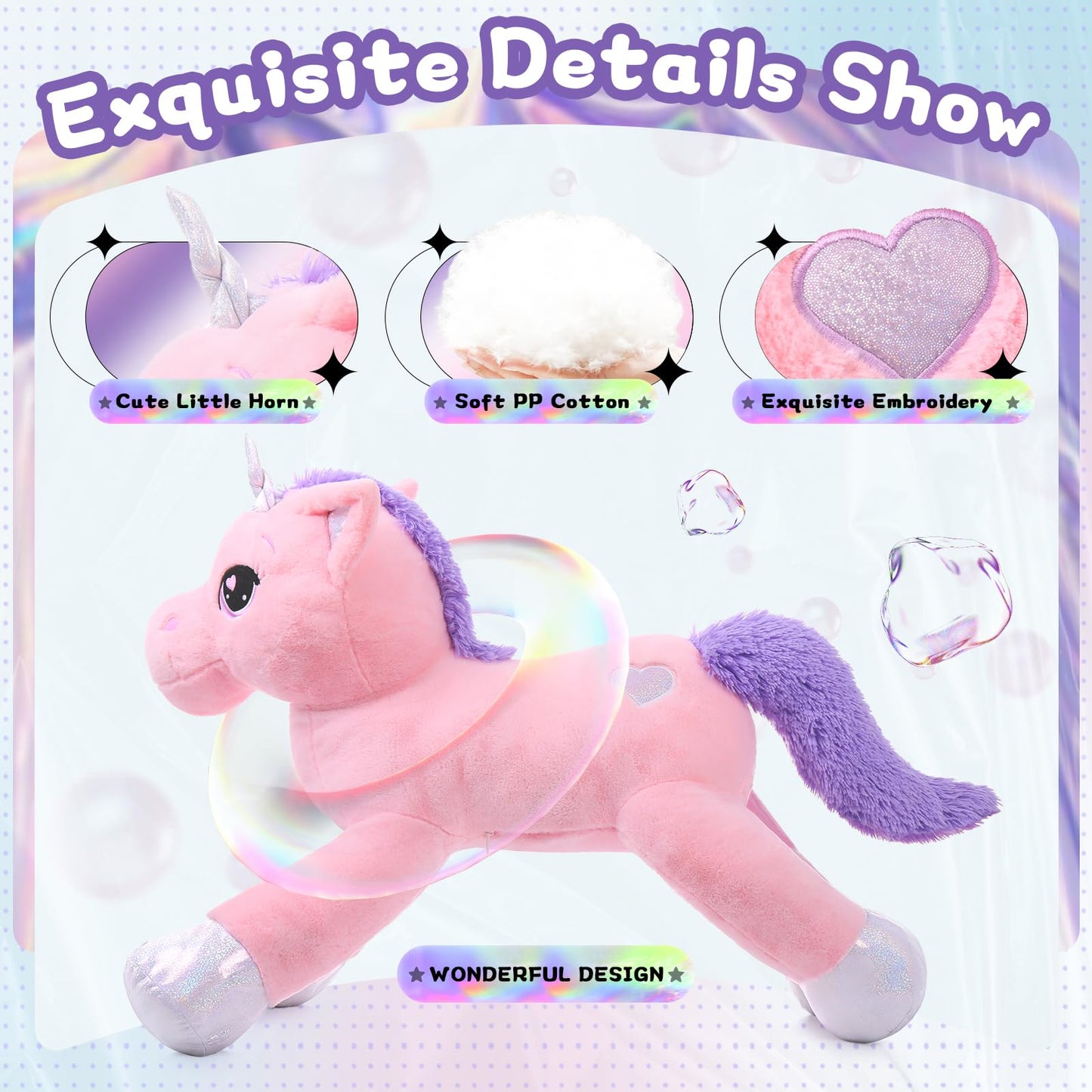 Lanmore Giant 43-Inch Unicorn Plush Pillow — Soft Pink Stuffed Toy