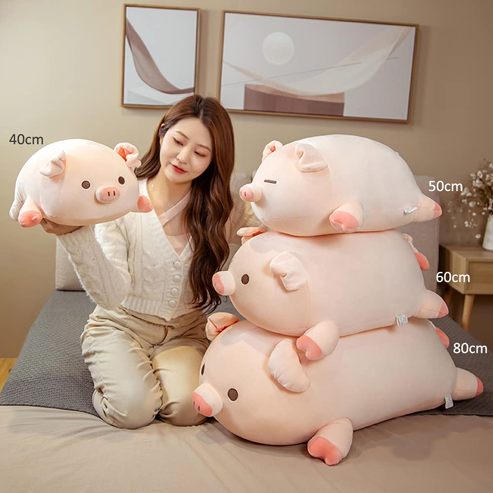 lannery Pig Stuffed Animal Hugging Pillow – Soft Plush Body Pillow, 31.5in (80 cm) with Round Eyes