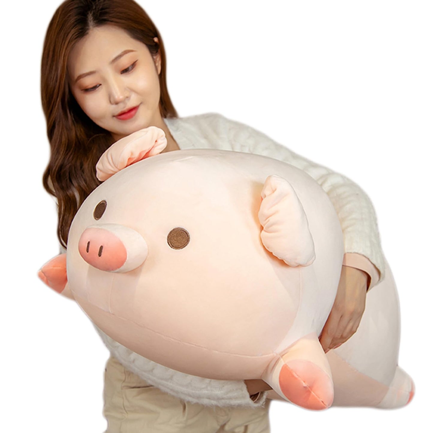 lannery Pig Stuffed Animal Hugging Pillow – Soft Plush Body Pillow, 31.5in (80 cm) with Round Eyes