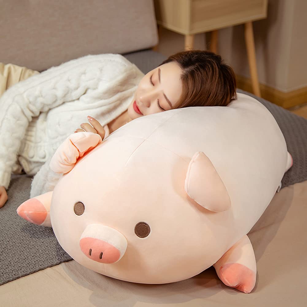lannery Pig Stuffed Animal Hugging Pillow – Soft Plush Body Pillow, 31.5in (80 cm) with Round Eyes