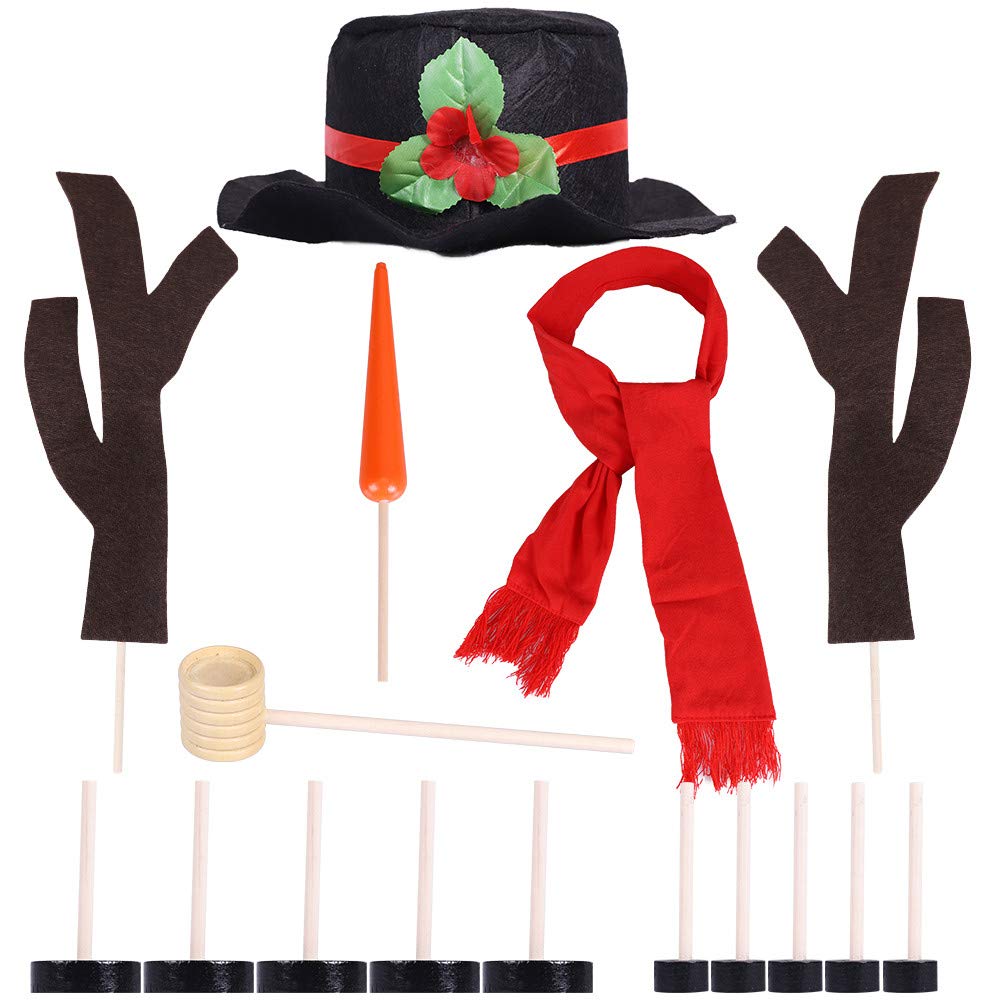 Lansian 16Pcs Christmas Snowman Decorating Kit | Outdoor Winter Fun for Kids