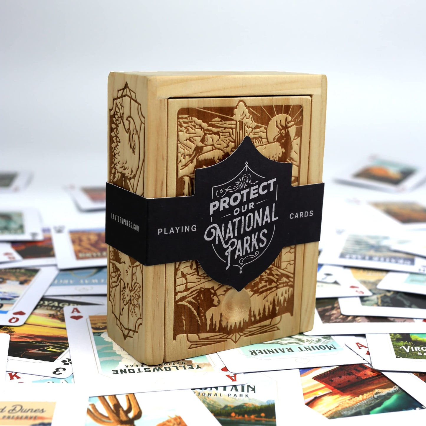 Lantern Press Protect Our National Parks Playing Cards – Premium 52-Card Pine Box Deck