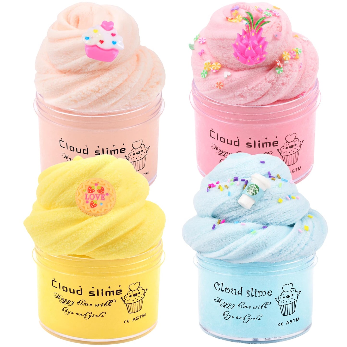 LANUMIONG 4 Pack Cloud Slime Kit – Soft, Non-Sticky Play Toy for Kids