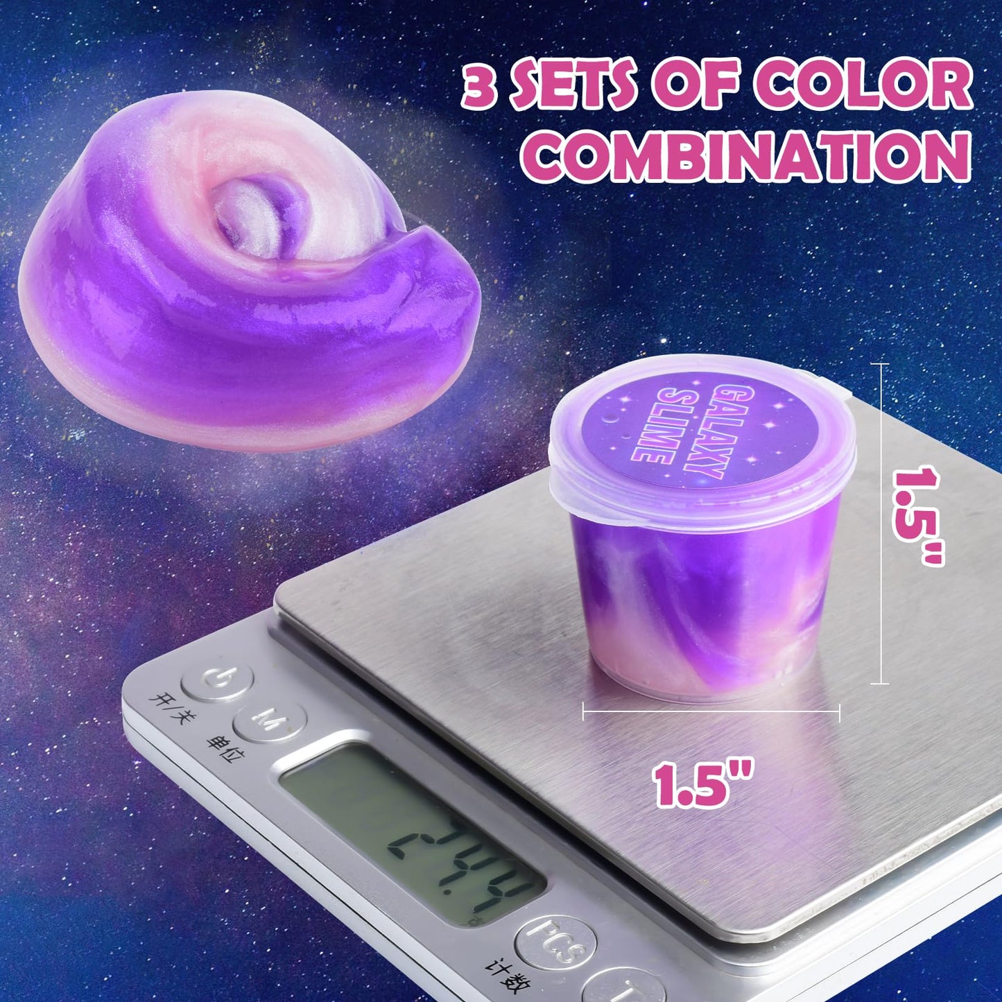 LANUMIONG 15-Pack Galaxy Slime Kit – Stretchy, Non-Sticky Play & DIY Gift for Kids