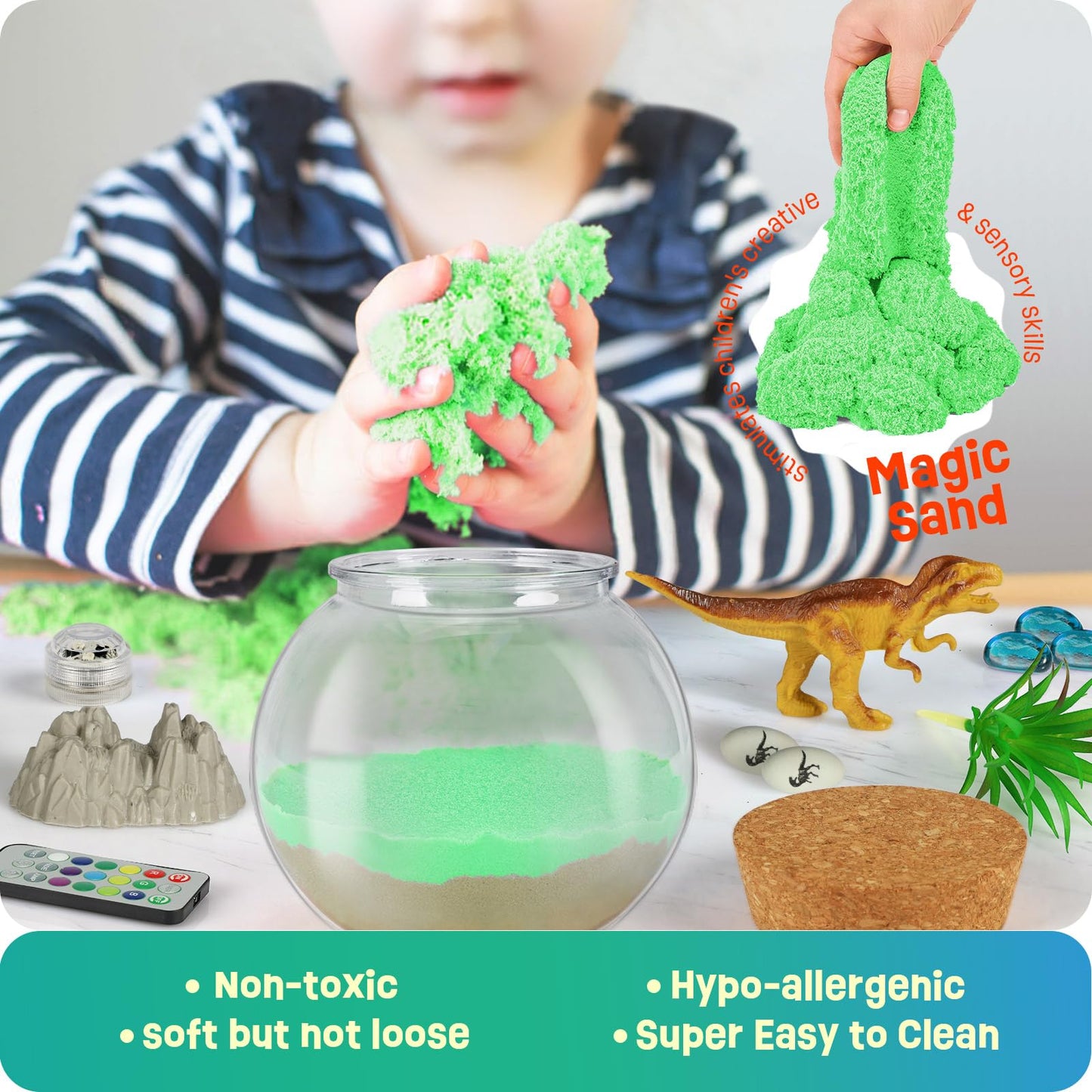 LAOESE Dinosaur Terrarium Kit for Kids – DIY Dino Toys & Night Light Gift (Ages 4–12)