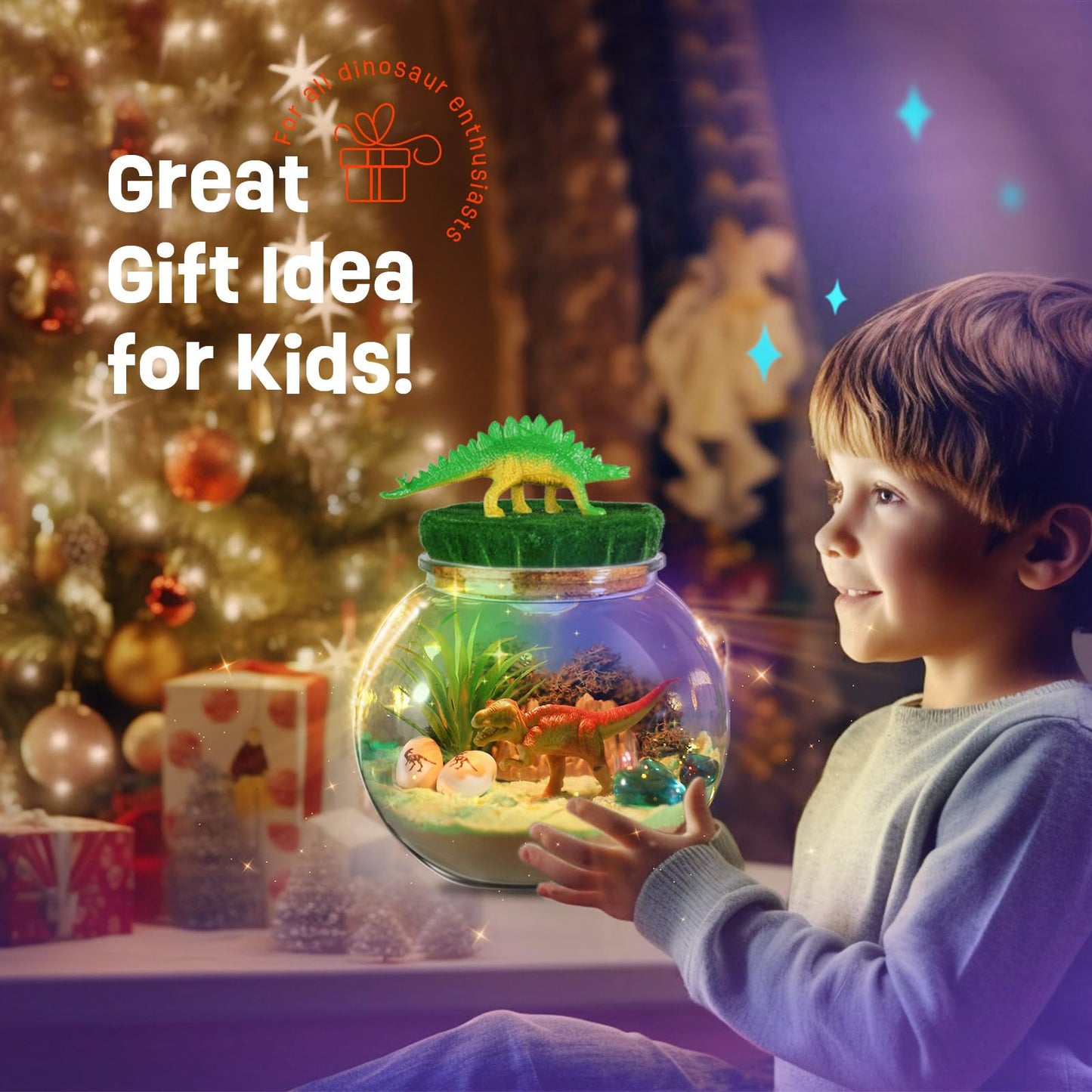 LAOESE Dinosaur Terrarium Kit for Kids – DIY Dino Toys & Night Light Gift (Ages 4–12)