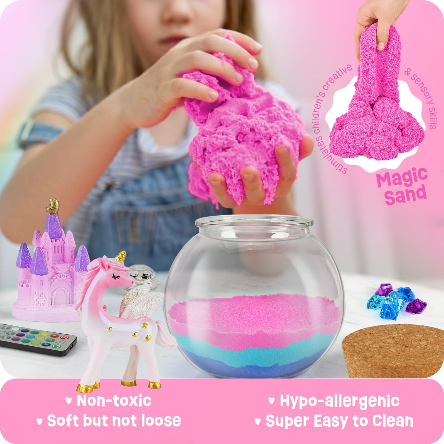 LAOESE Unicorn Light-Up Terrarium Kit for Kids – DIY LED Night Light & Craft Activity
