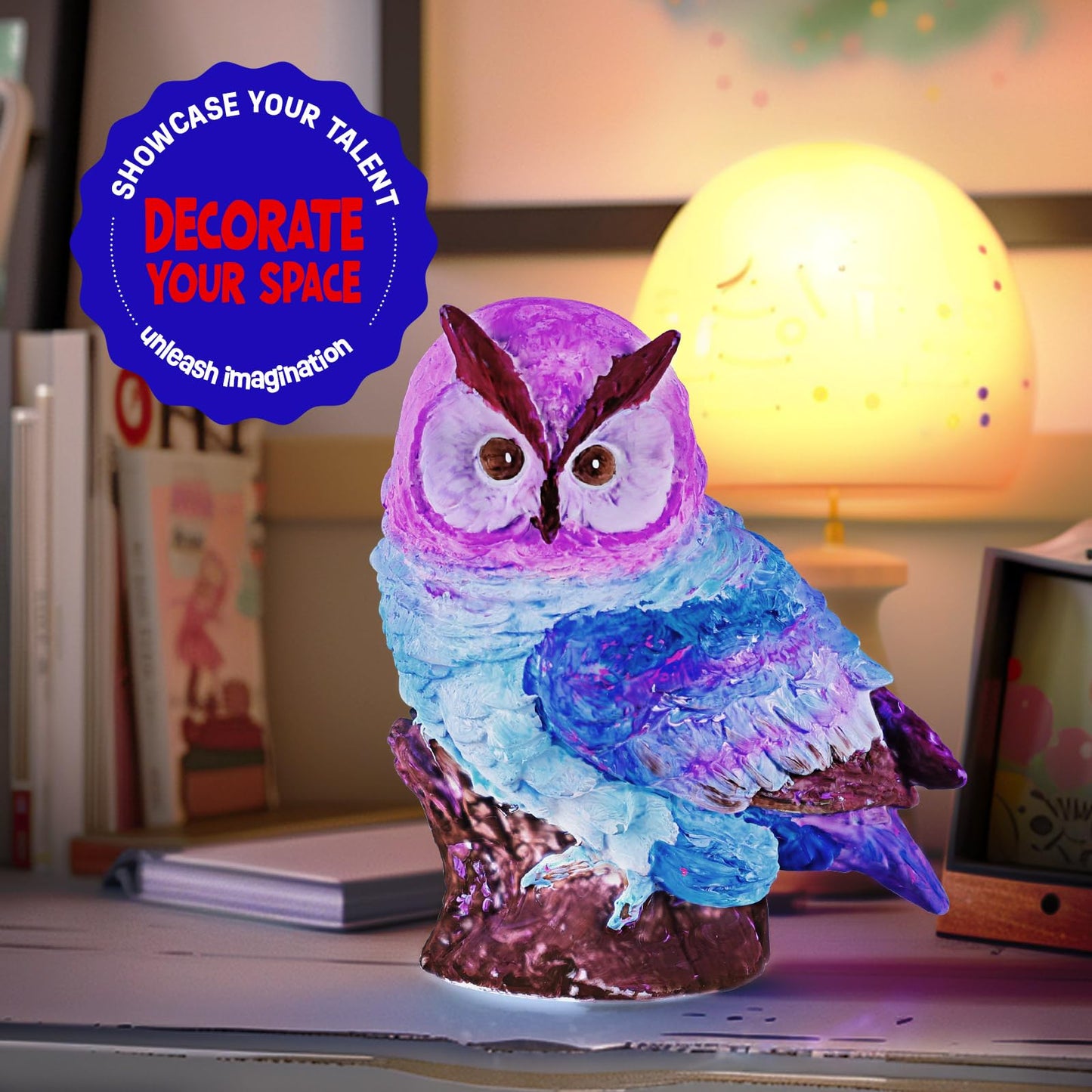 LAOESE Paint Your Own Owl Lamp Kit – Kids Craft Kit for Ages 6–12, Creative Night Light