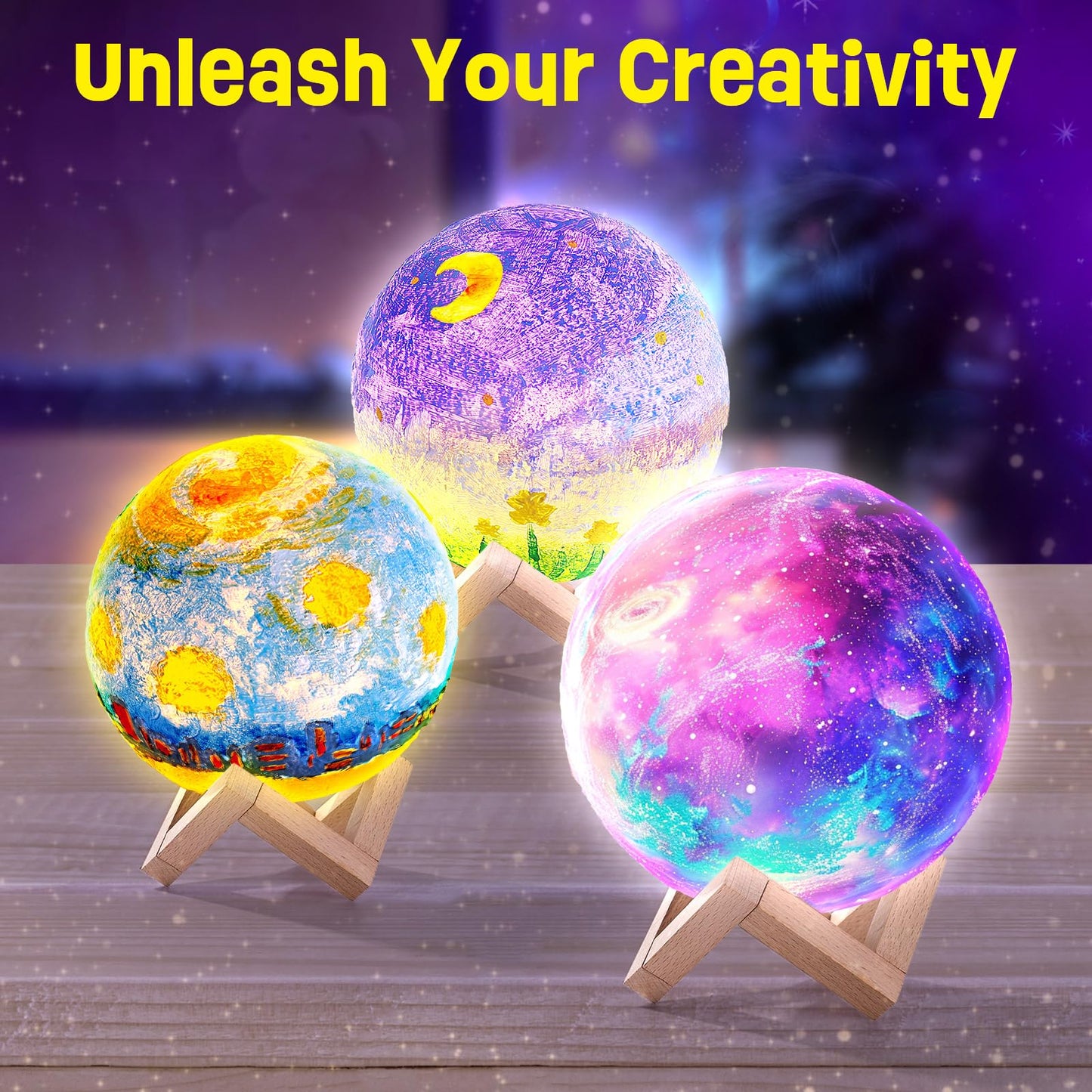 LAOESE Paint Your Own Moon Lamp Kit – DIY 3D Moon Night Light for Kids