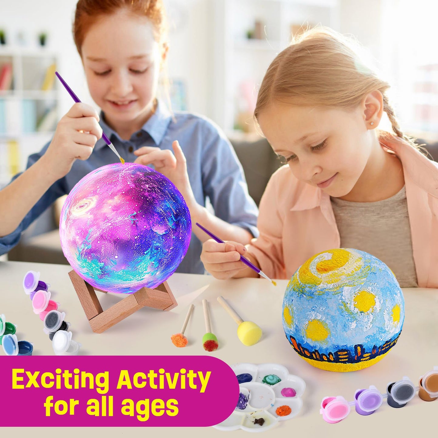 LAOESE Paint Your Own Moon Lamp Kit – DIY 3D Moon Night Light for Kids