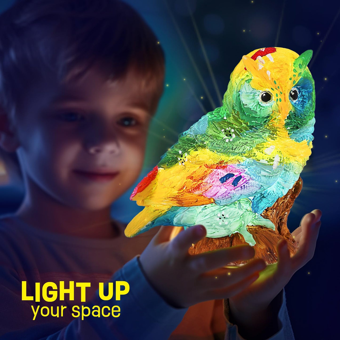 LAOESE Paint Your Own Owl Lamp Kit – Kids Craft Kit for Ages 6–12, Creative Night Light