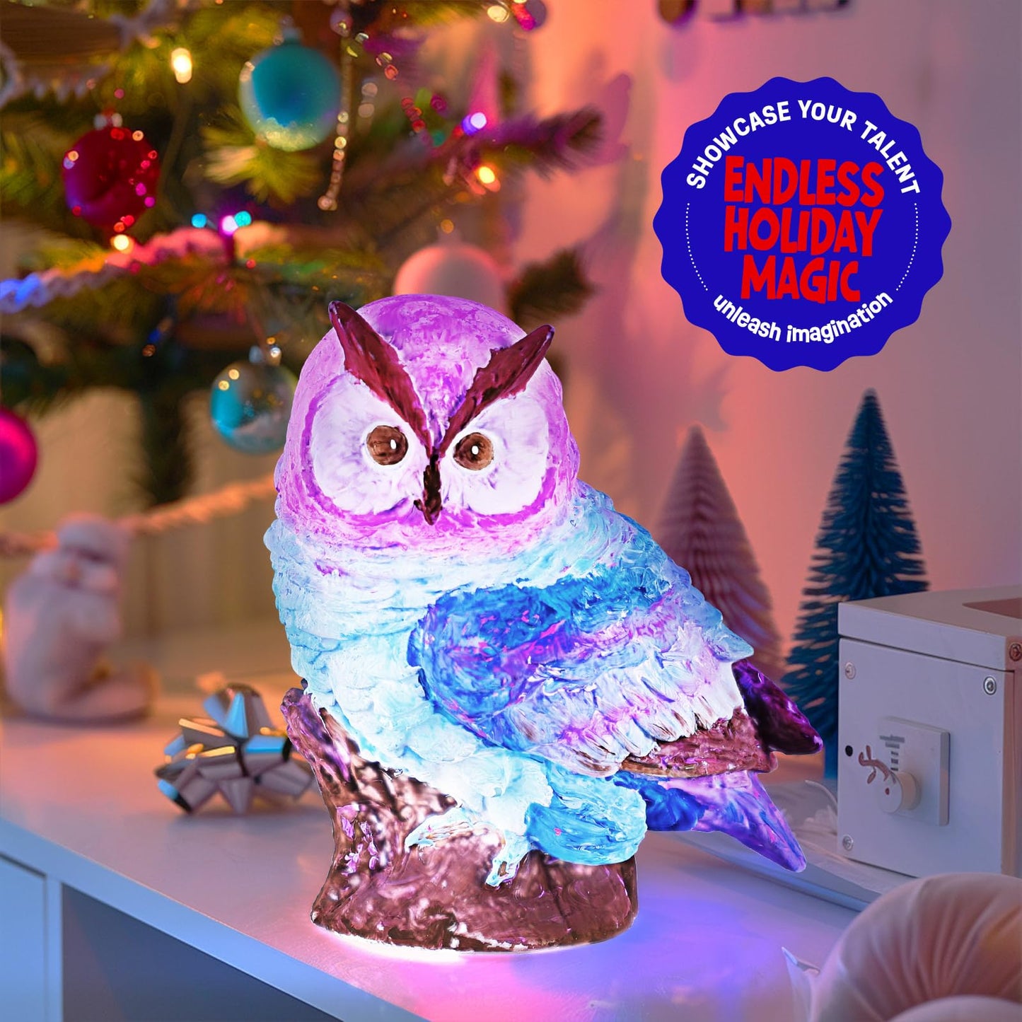 LAOESE Paint Your Own Owl Lamp Kit – Kids Craft Kit for Ages 6–12, Creative Night Light