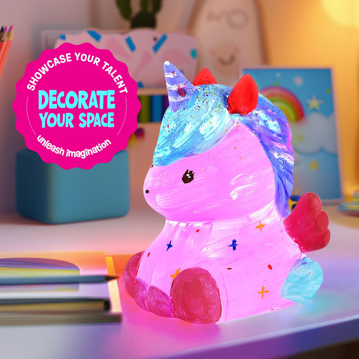 LAOESE Paint Your Own Unicorn Lamp Kit – Kids Unicorn Craft (Ages 6-12)