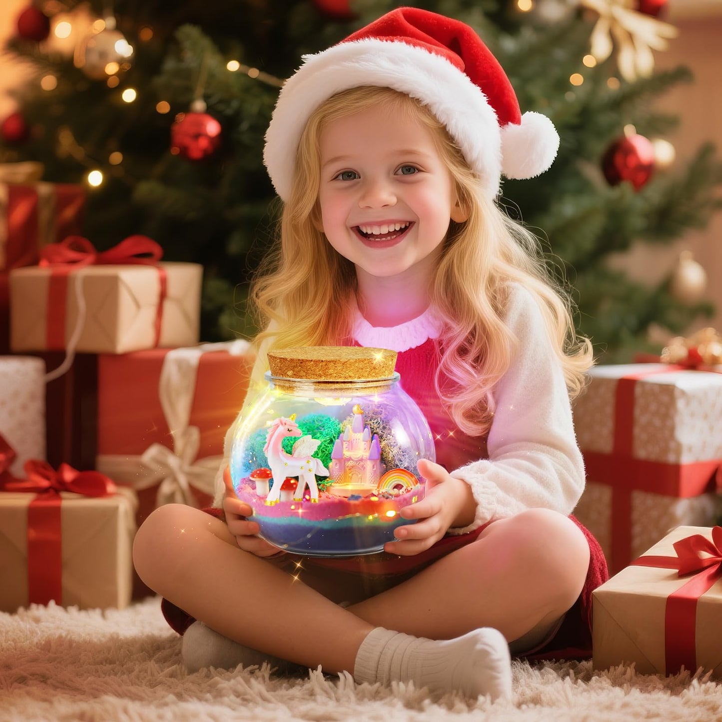 LAOESE Unicorn Light-Up Terrarium Kit for Kids – DIY LED Night Light & Craft Activity