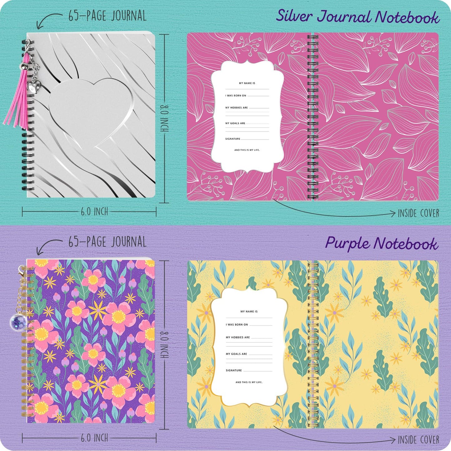 LAOESE 2-Pack DIY Journal Kit for Girls – Creative Scrapbook & Diary Set (Ages 8–14)