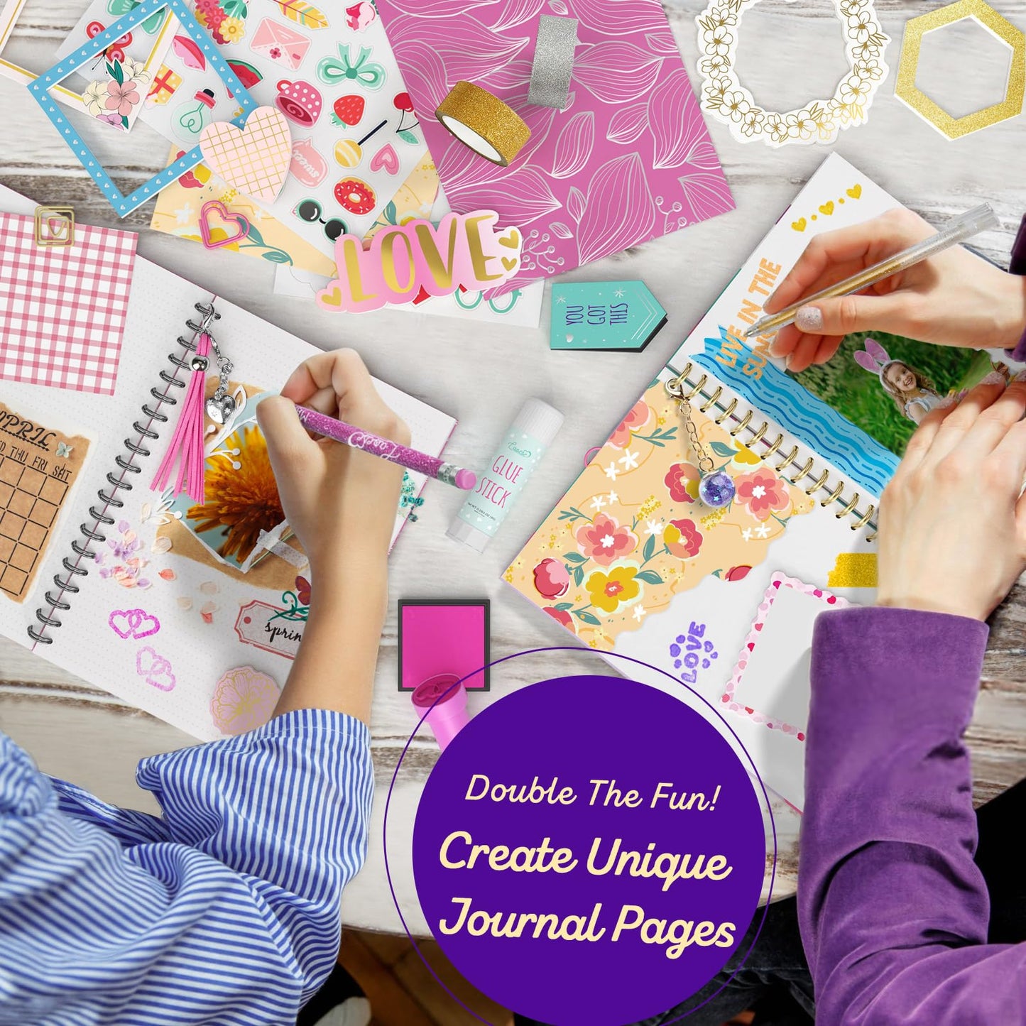 LAOESE 2-Pack DIY Journal Kit for Girls – Creative Scrapbook & Diary Set (Ages 8–14)