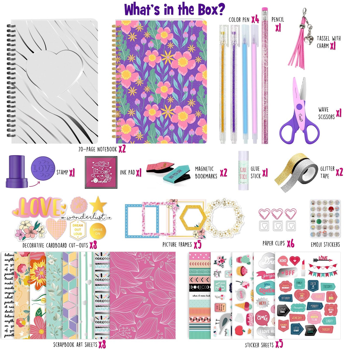 LAOESE 2-Pack DIY Journal Kit for Girls – Creative Scrapbook & Diary Set (Ages 8–14)