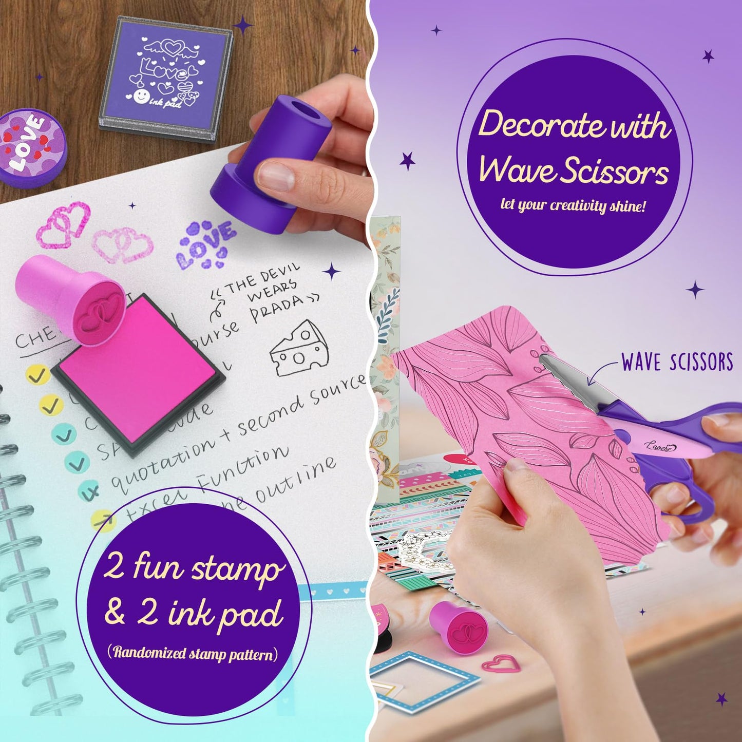 LAOESE 2-Pack DIY Journal Kit for Girls – Creative Scrapbook & Diary Set (Ages 8–14)