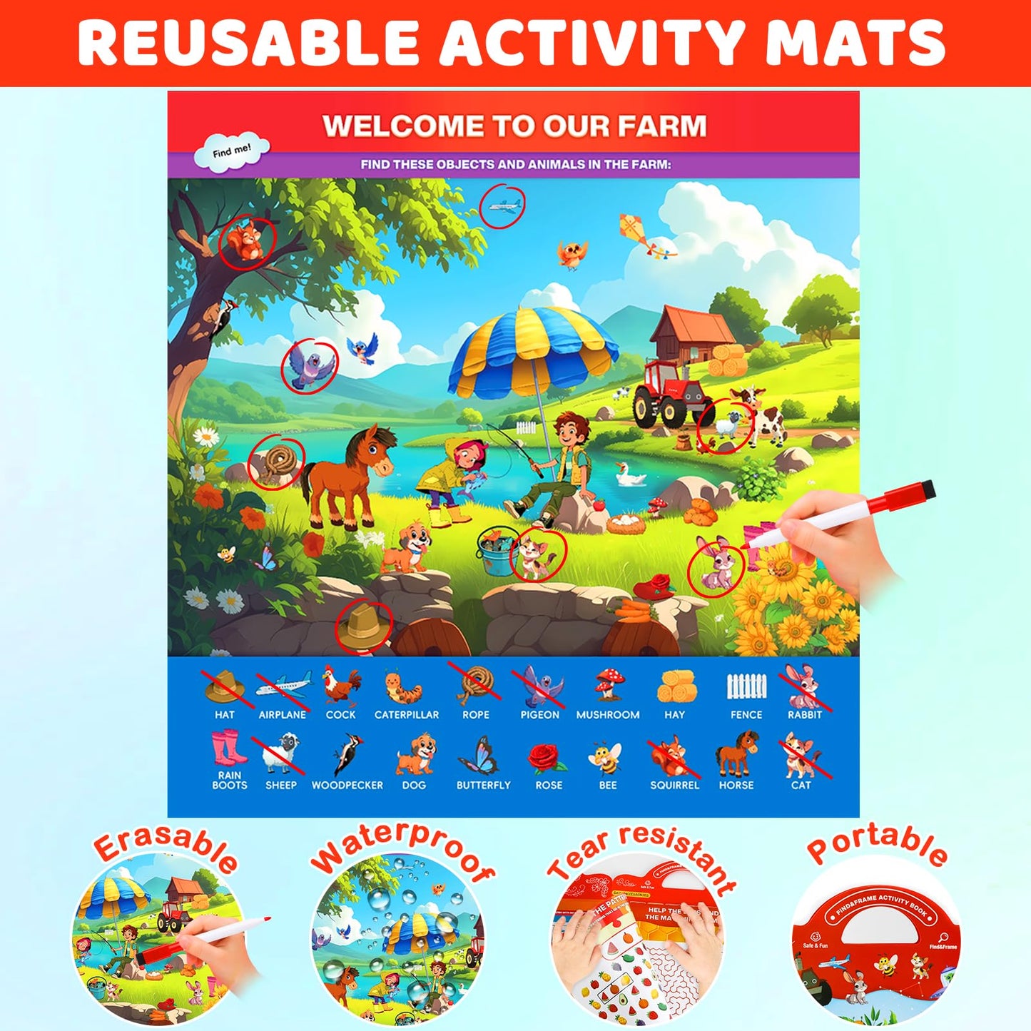 LAOSLAISI Search & Find Activity Books for Kids 3-5 – Screen-Free Travel Learning Busy Book