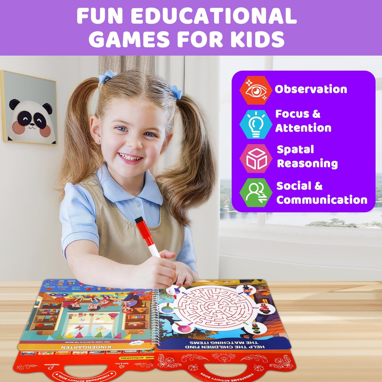 LAOSLAISI Search & Find Activity Books for Kids 3-5 – Screen-Free Travel Learning Busy Book