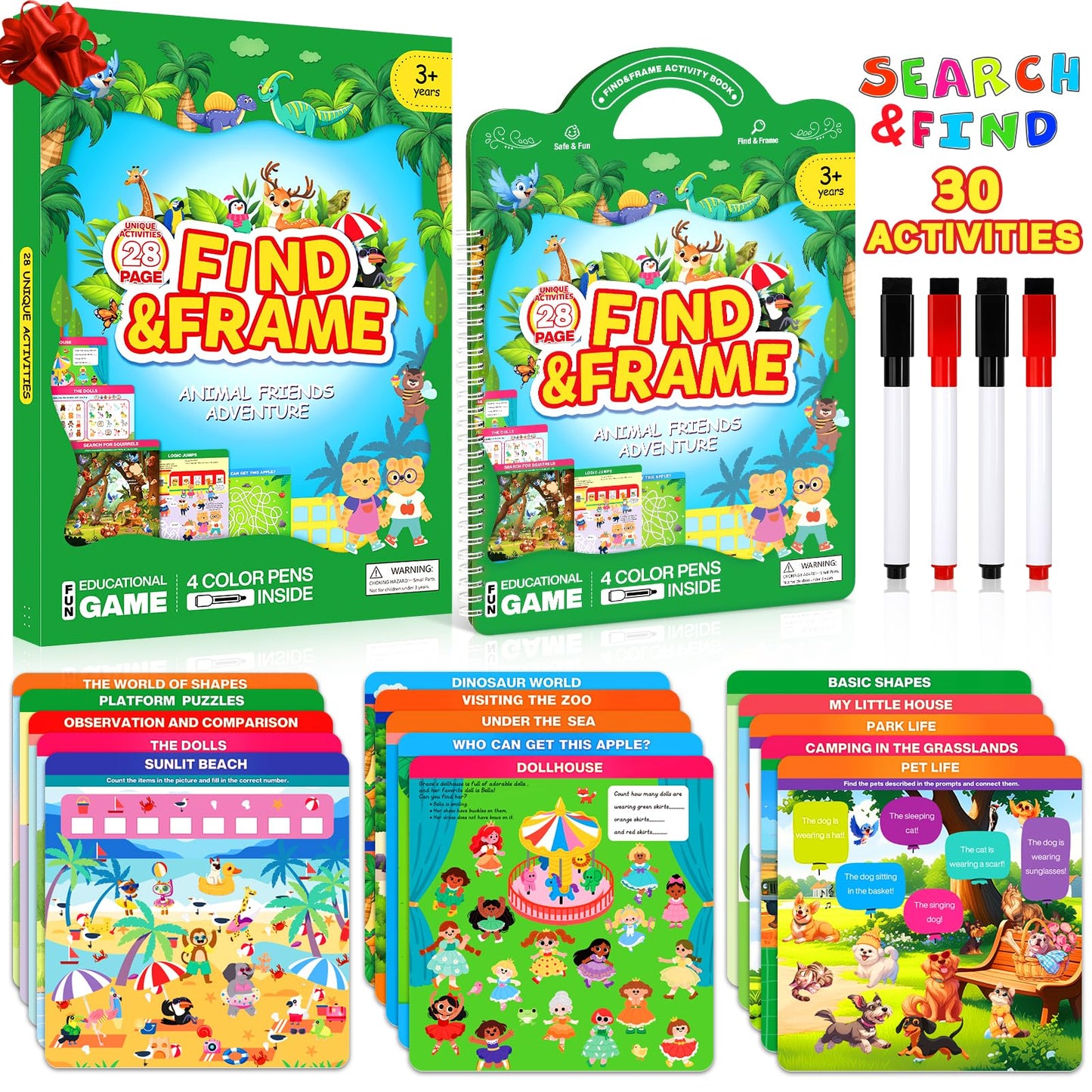 LAOSLAISI Search and Find Activity Books for Kids 3-5 | Screen-Free Travel Games & Busy Book