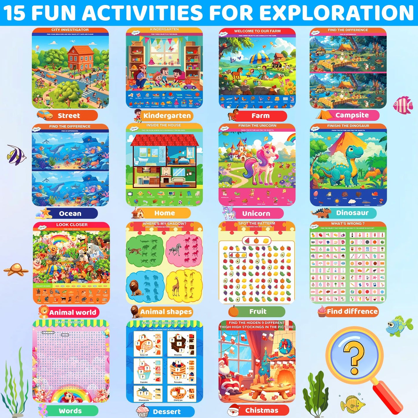 LAOSLAISI Search & Find Activity Books for Kids 3-5 – Screen-Free Travel Learning Busy Book