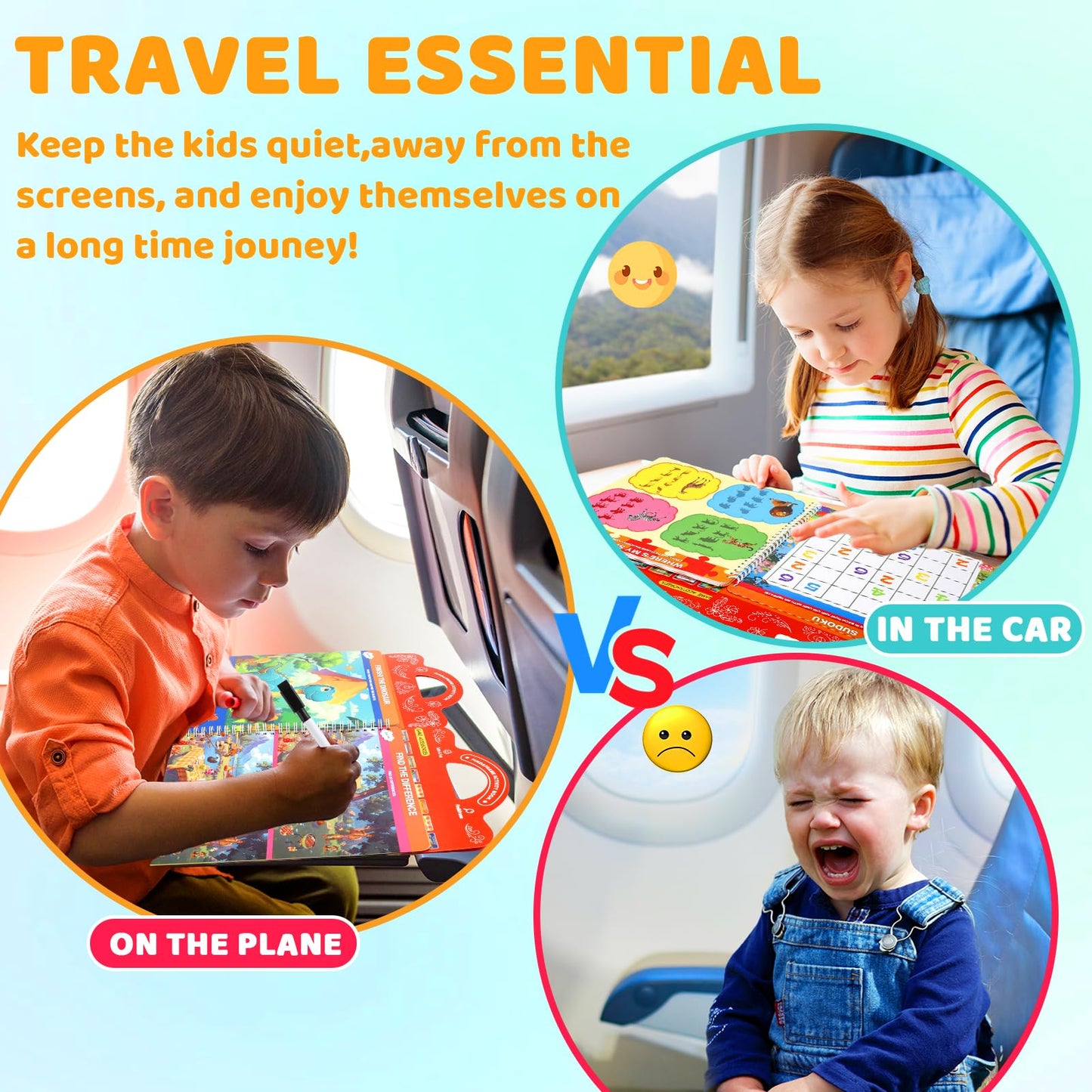 LAOSLAISI Search & Find Activity Books for Kids 3-5 – Screen-Free Travel Learning Busy Book