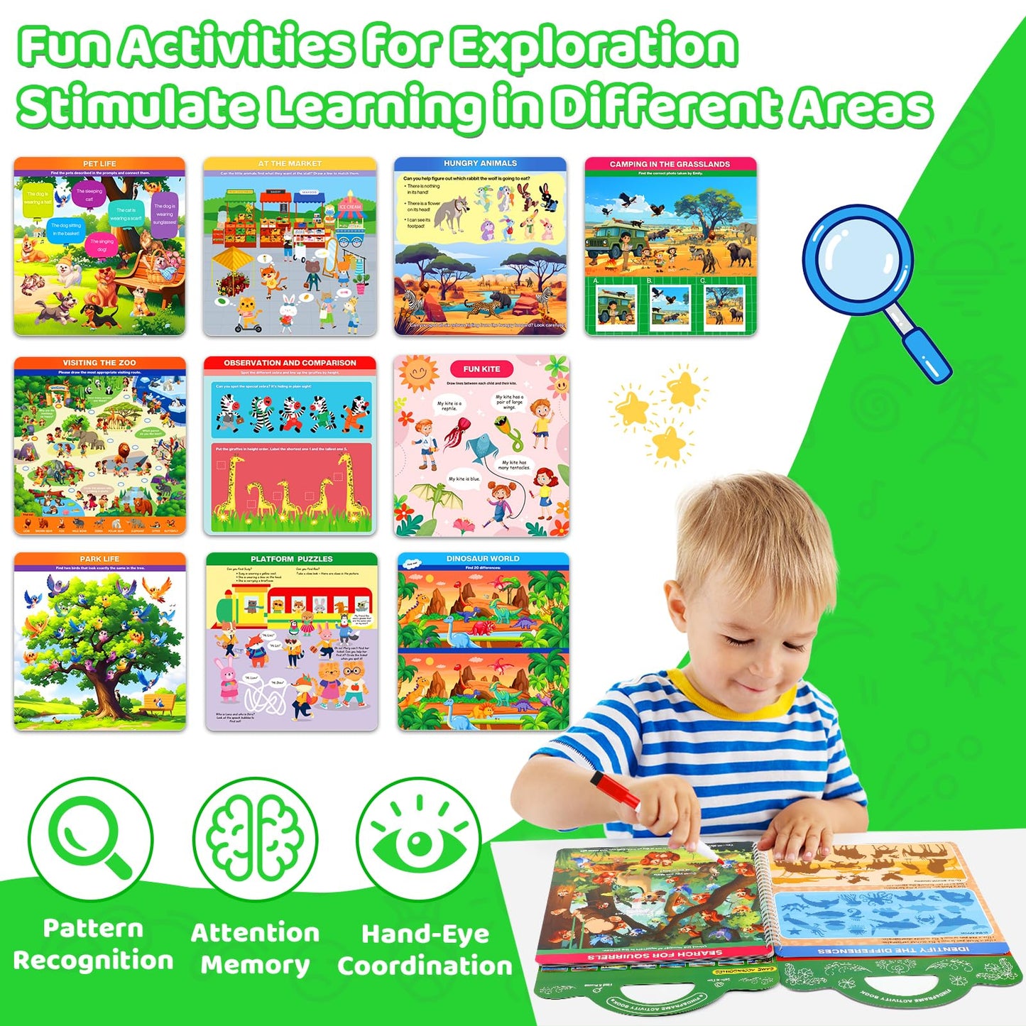 LAOSLAISI Search and Find Activity Books for Kids 3-5 | Screen-Free Travel Games & Busy Book