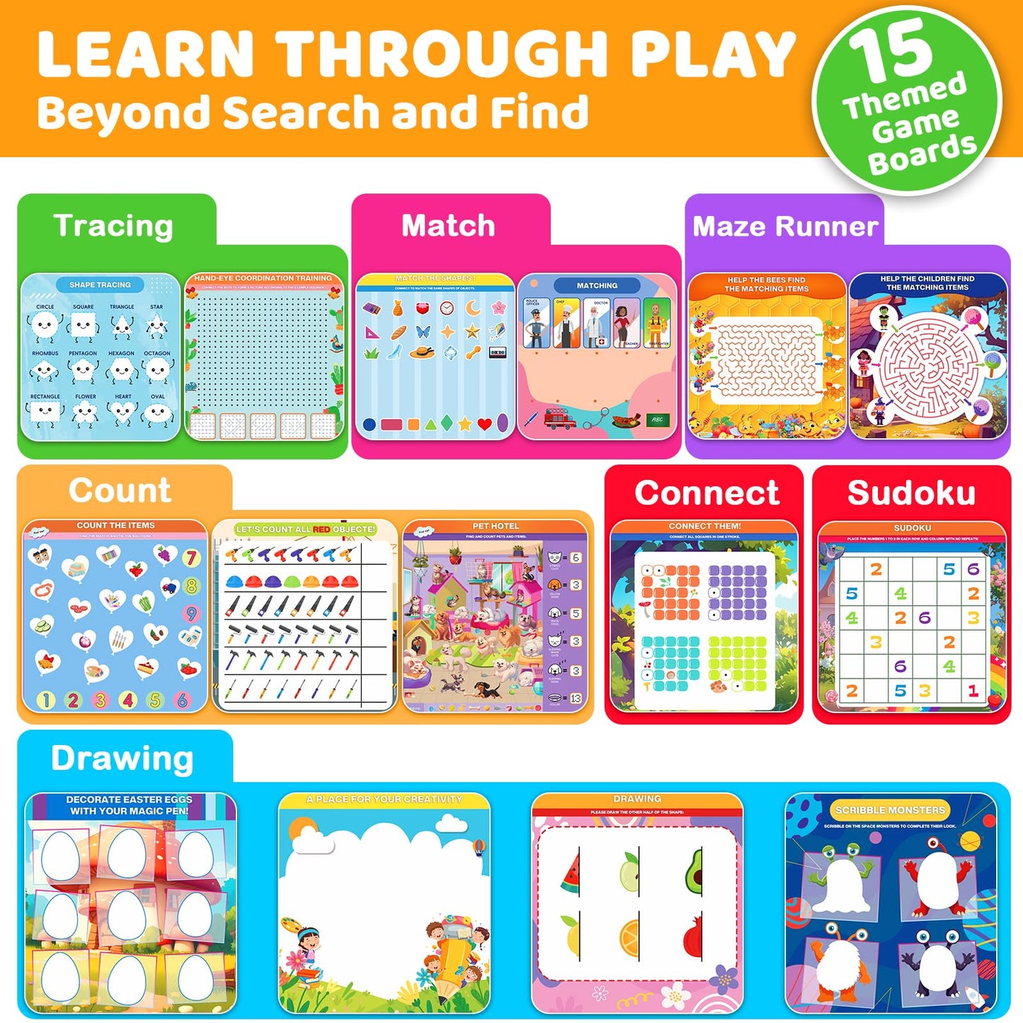 LAOSLAISI Search & Find Activity Books for Kids 3-5 – Screen-Free Travel Learning Busy Book