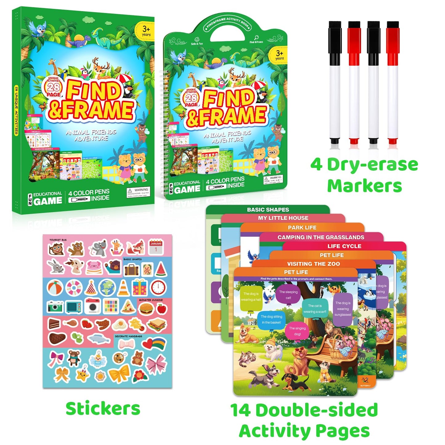 LAOSLAISI Search and Find Activity Books for Kids 3-5 | Screen-Free Travel Games & Busy Book