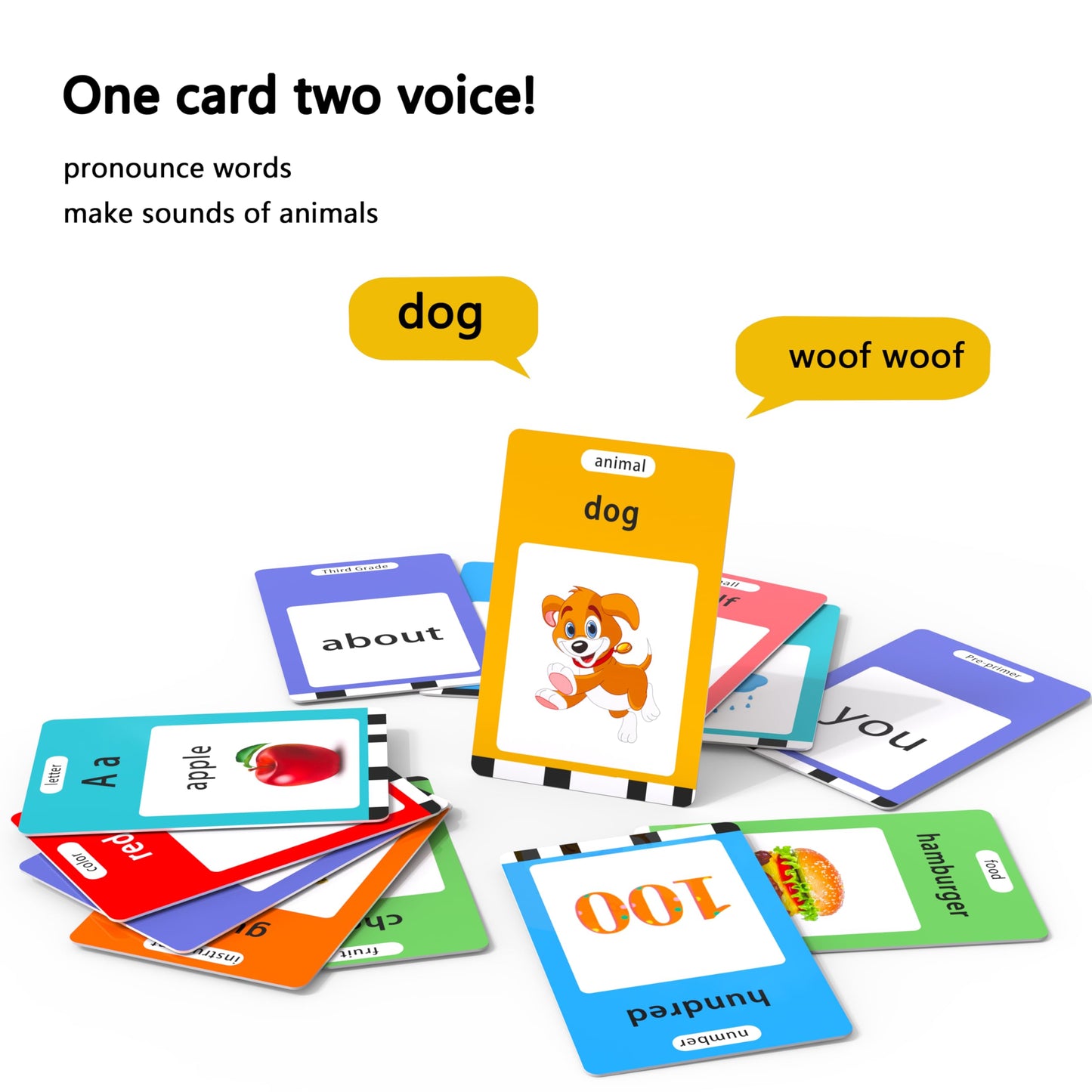 Lapare Audible Flash Cards – Toddler Learning Set (Pink), 280 Cards, 560 Words, Dolch Sight Words