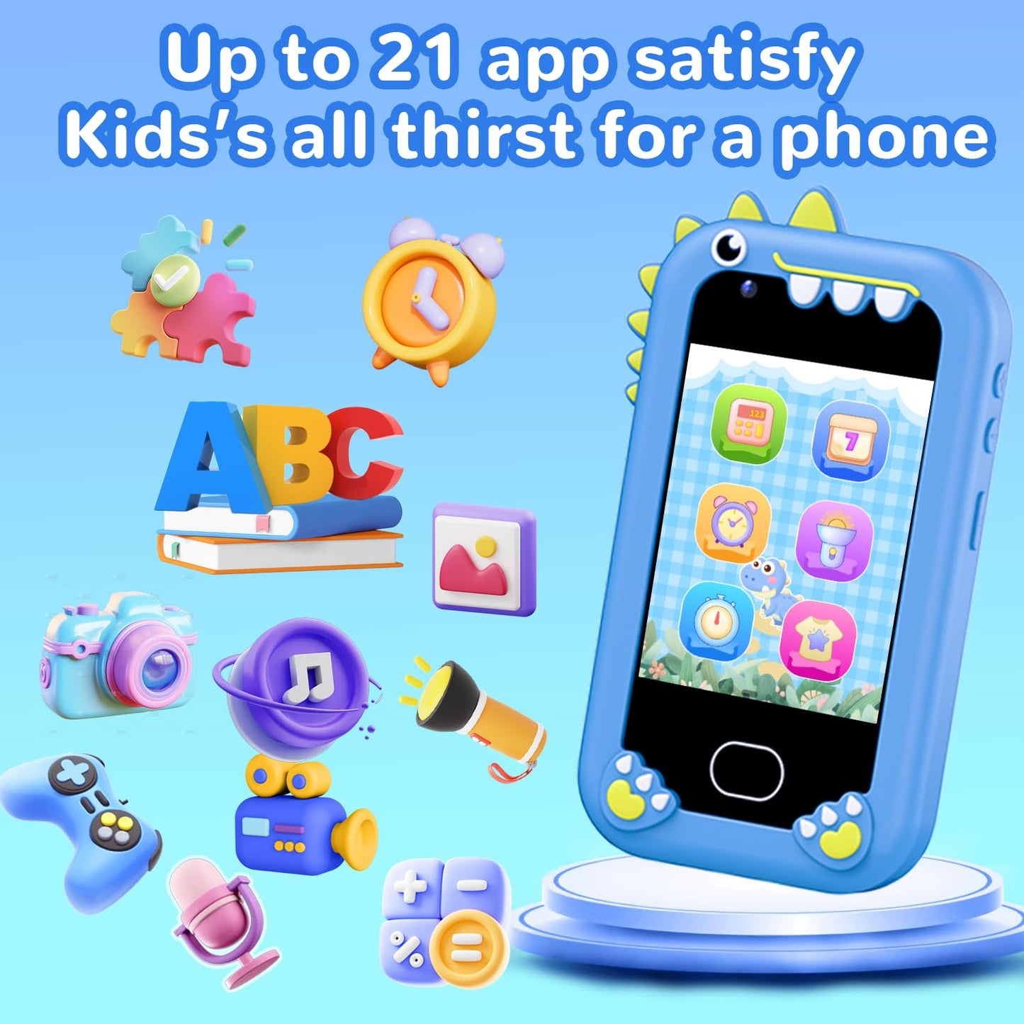 Lapare Kids Phone for Boys – Dual Camera Toy Smartphone with Music, Games & 32GB SD Card
