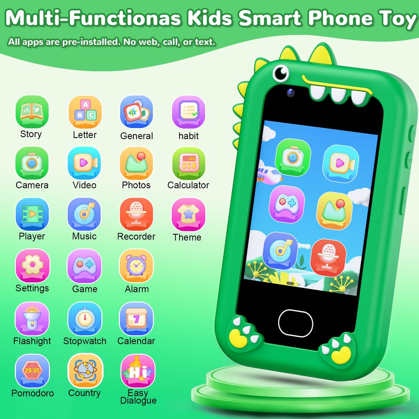 Lapare Kids Smart Phone Toy for Boys - 2.8-inch Touchscreen, Dual Camera, 32GB