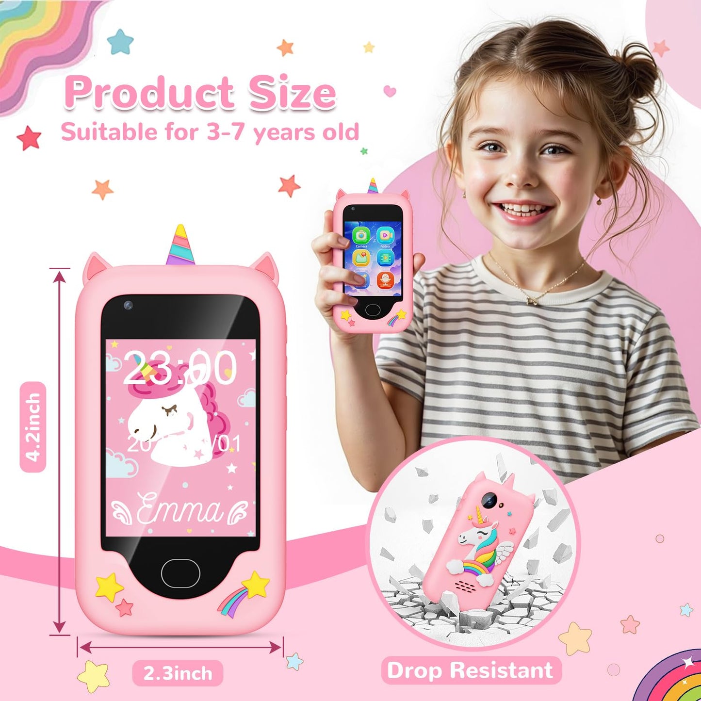 Lapare Kids Smart Phone for Girls – 32GB Educational Toy with Dual Cameras