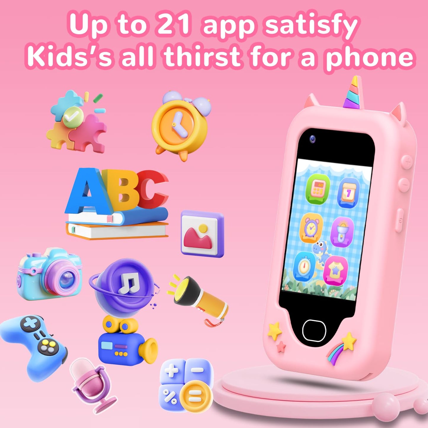 Lapare Kids Smart Phone for Girls – 32GB Educational Toy with Dual Cameras