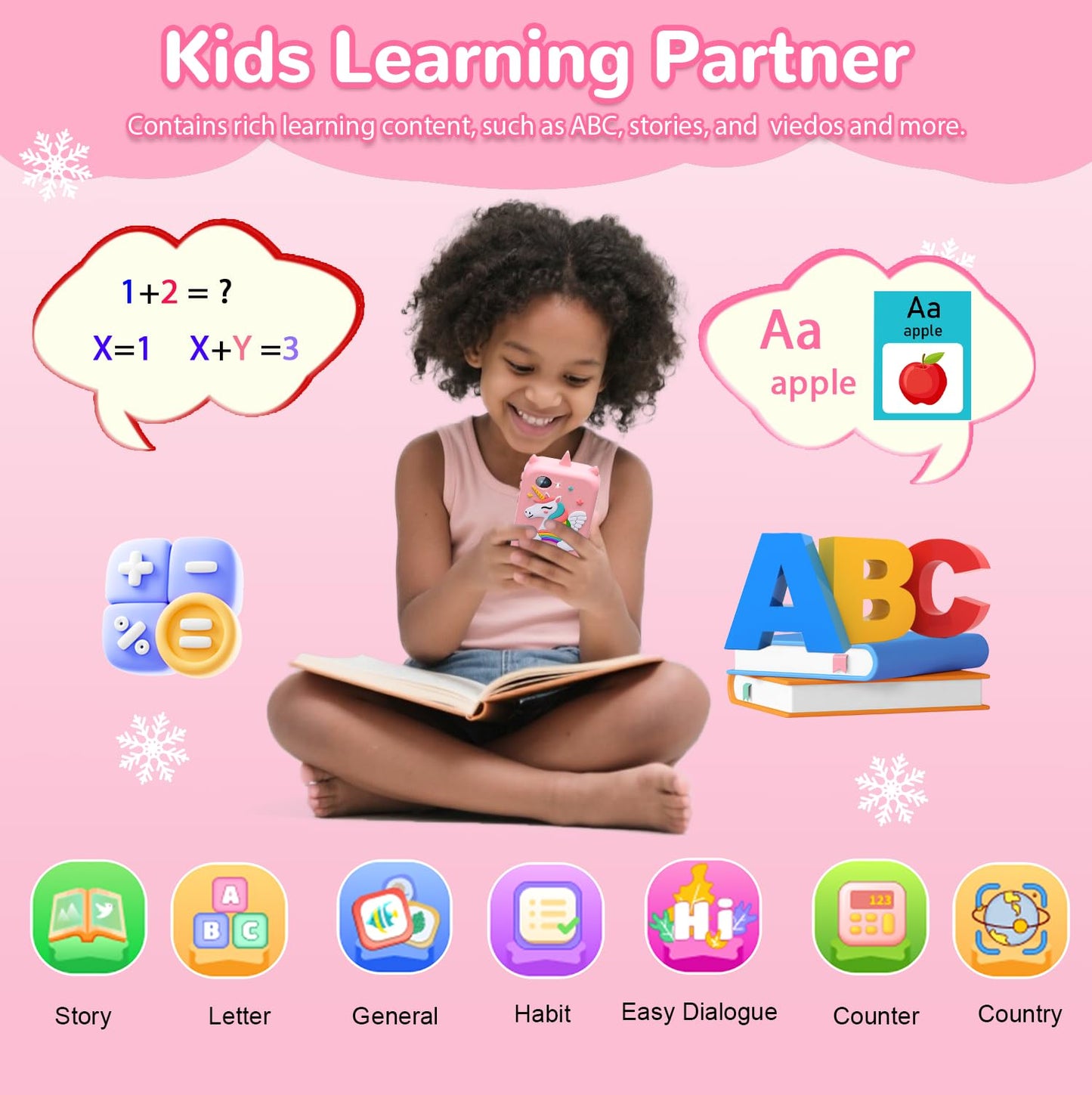 Lapare Kids Smart Phone for Girls – 32GB Educational Toy with Dual Cameras
