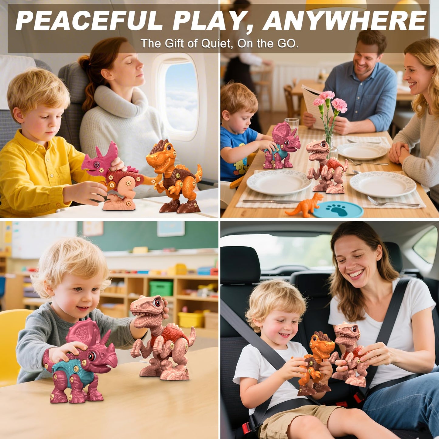 Laradola Take Apart Dinosaur Toys – STEM Building Kit with Electric Drill for Kids Aged 3-8 | Blush Pink RS009-2