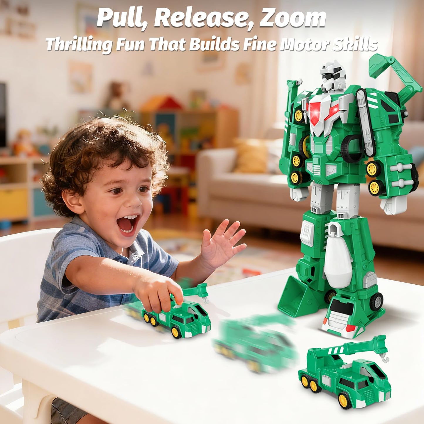 Laradola 5-in-1 Transform Robot Toys for Kids 3-6 | STEM Building Cars