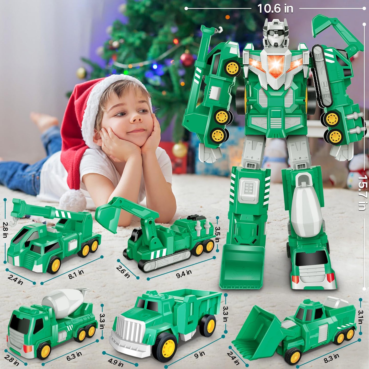 Laradola 5-in-1 Transform Robot Toys for Kids 3-6 | STEM Building Cars